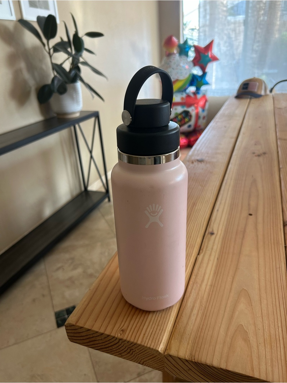Hydro Flask Light Pink Stainless Steel Bottle with Black Lid